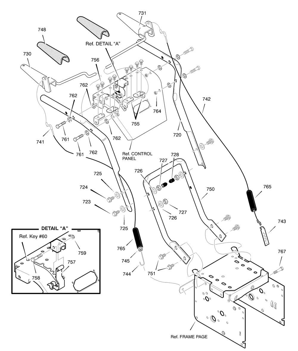 Handle Assembly Diagram and Parts List for 633129X5A 2003 Briggs and Stratton Snow Blower
